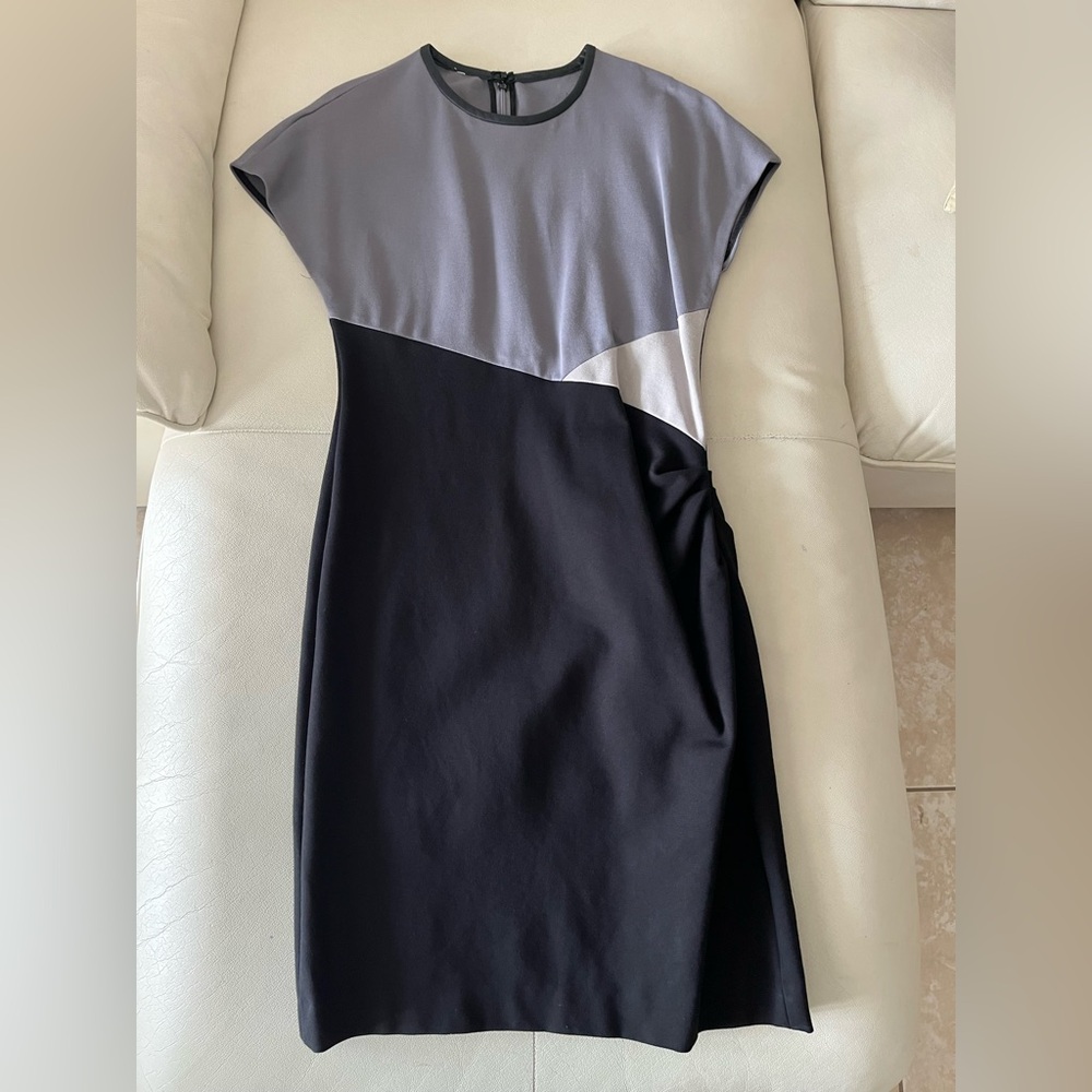 Anne Klein Gray and Black Block Color Midi Dress